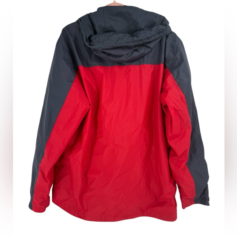 Columbia Red Gray Fleece-Lined Windbreaker Jacket Full Zip Outdoor Hiking Coat - Picture 2 of 10